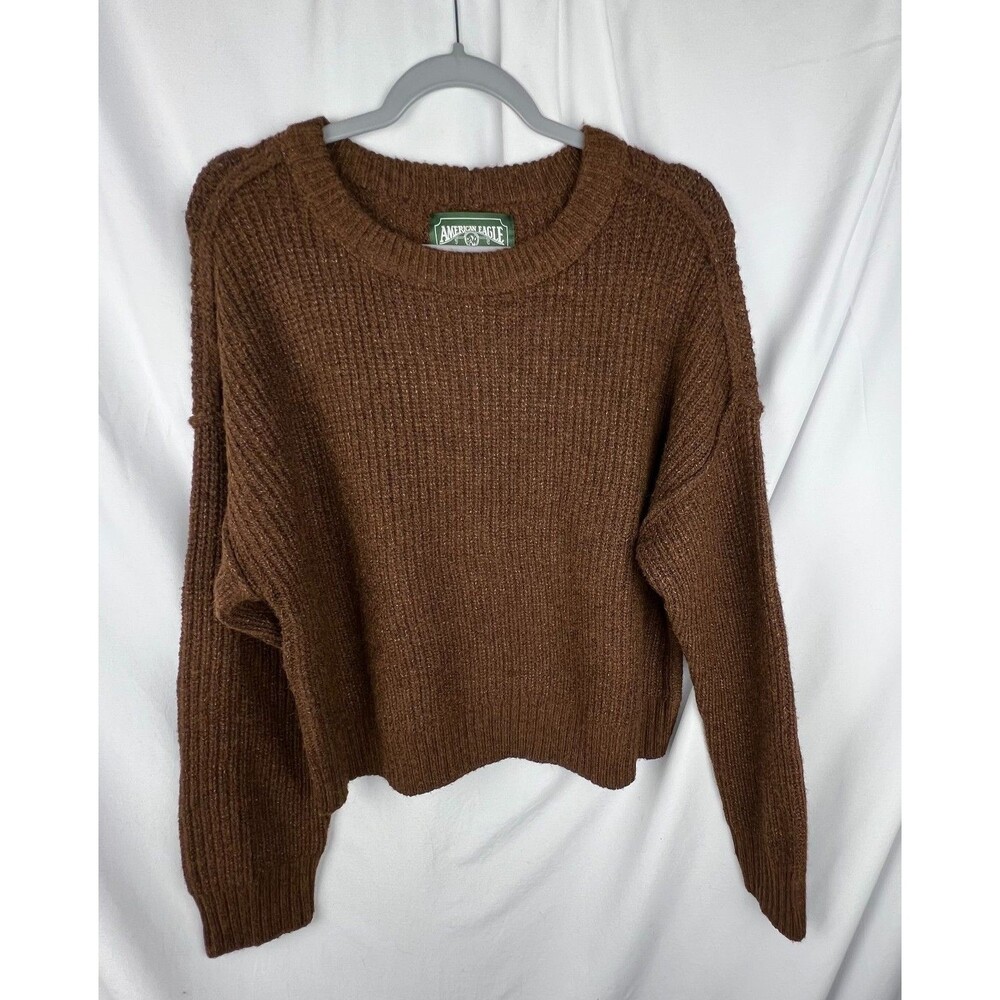 American Eagle Snowdrift Sweater Womens M Dark Brown Ribbed Knit Wool Blend NWT